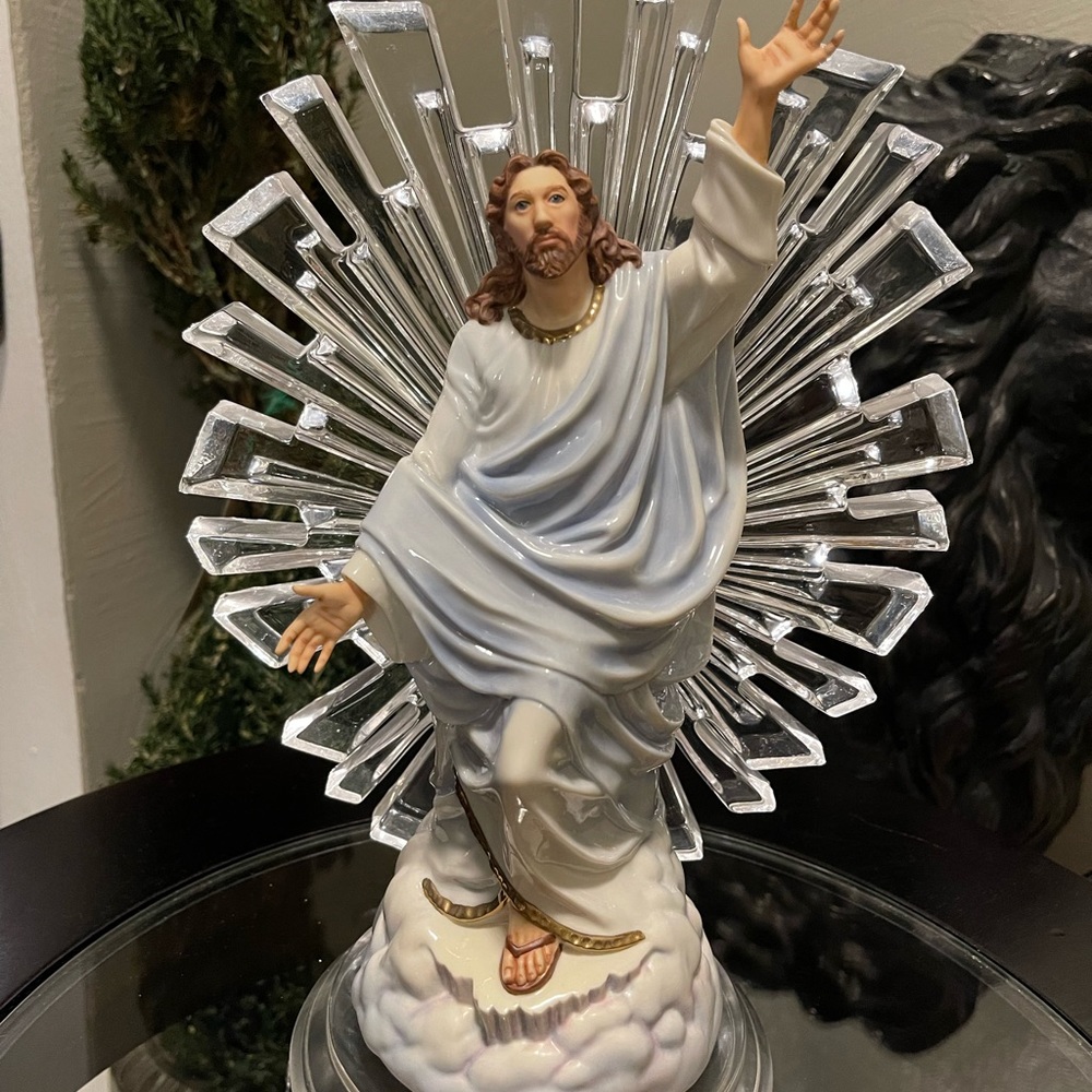 Jesus Statue Franklin Mint, Lighted Glass, Detailed Fine Porcelain by Jim Ponter
